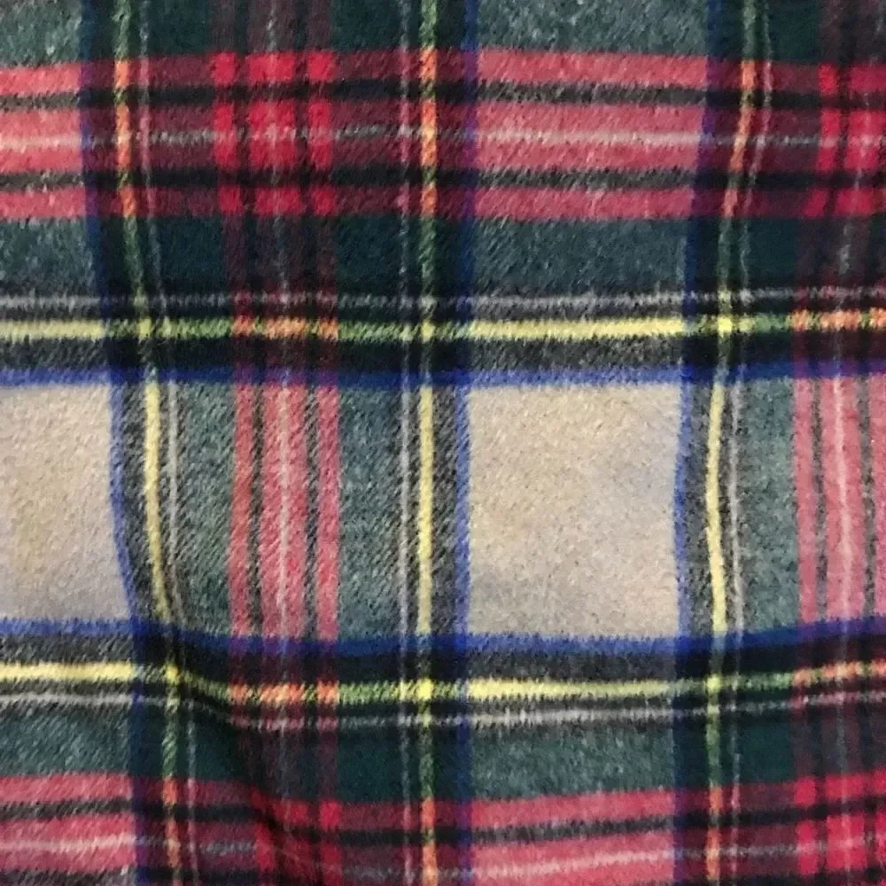 Maurices Vest SZ small plaid wool sherpa lining open front tan green warm